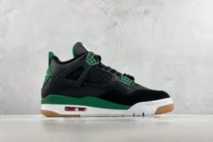 Nike Jordan 4 Retro 308497-030 black green white Cortez leather sneakers with gum sole