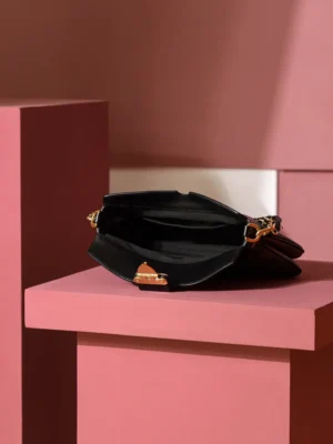 Saint Laurent Sunset Small bag black leather gold-tone hardware handbag