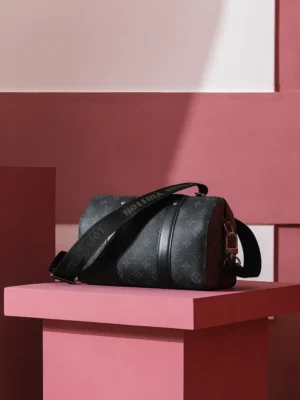 Louis Vuitton Keepall XS M80434 monogram eclipse canvas duffle bag black leather trim