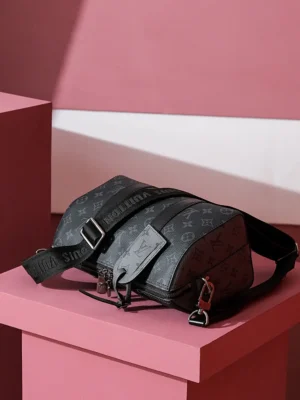 Louis Vuitton Messenger Bag small monogram canvas black leather adjustable shoulder strap