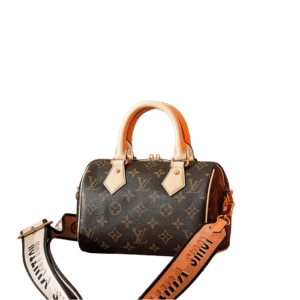 Louis Vuitton Speedy 20 small monogram canvas bag brown leather handles adjustable strap