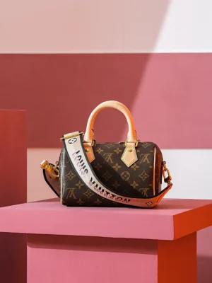 Louis Vuitton Speedy 20 M45869 monogram canvas mini bag brown leather handles and strap