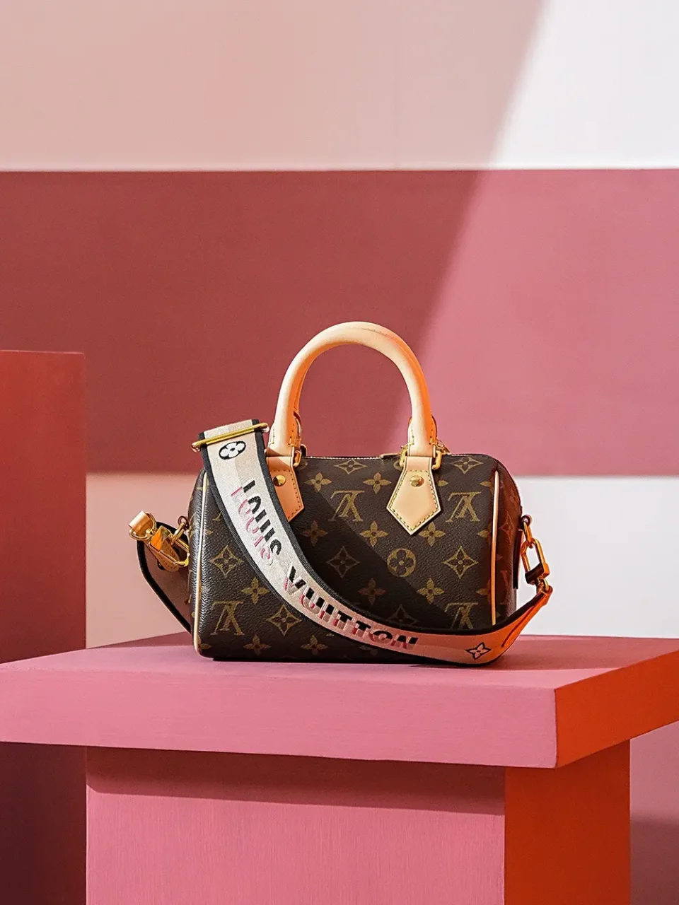 Louis Vuitton Speedy 20 M45869 monogram canvas mini bag brown leather handles and strap