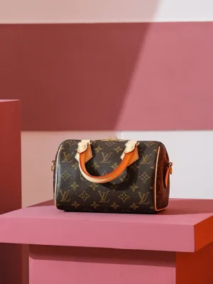Louis Vuitton Speedy 25 M41109 monogram canvas handbag brown leather handles
