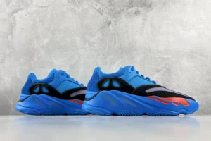 Adidas Yeezy Boost 700 Bright Blue black orange suede mesh sneakers