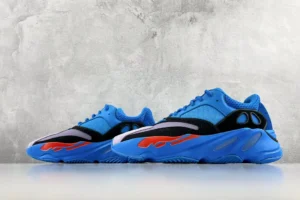 Adidas Yeezy Boost 700 Bright Blue black orange mesh suede leather sneakers