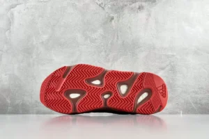 Adidas Yeezy 700 V3 red rubber outsole sneaker sole with distinctive traction pattern