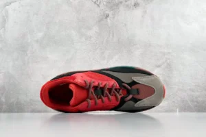 Adidas Yeezy Boost 700 Bright Red Grey Black mesh suede sneakers top view