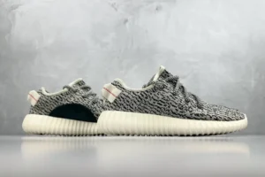 Adidas Yeezy Boost 350 Turtle Dove colorway primeknit upper sneakers with cream sole