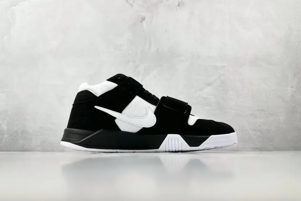 Nike Air Trainer 1 black white suede leather strap sneakers