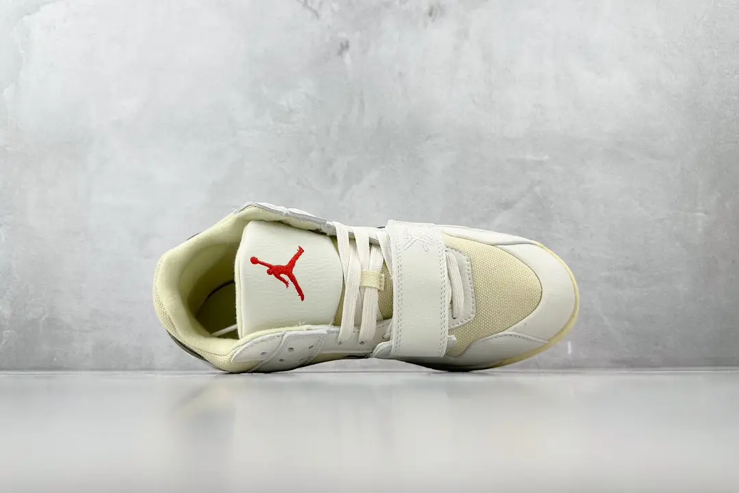 Nike Air Jordan 4 Retro OG Sail white red leather and mesh sneakers with strap closure