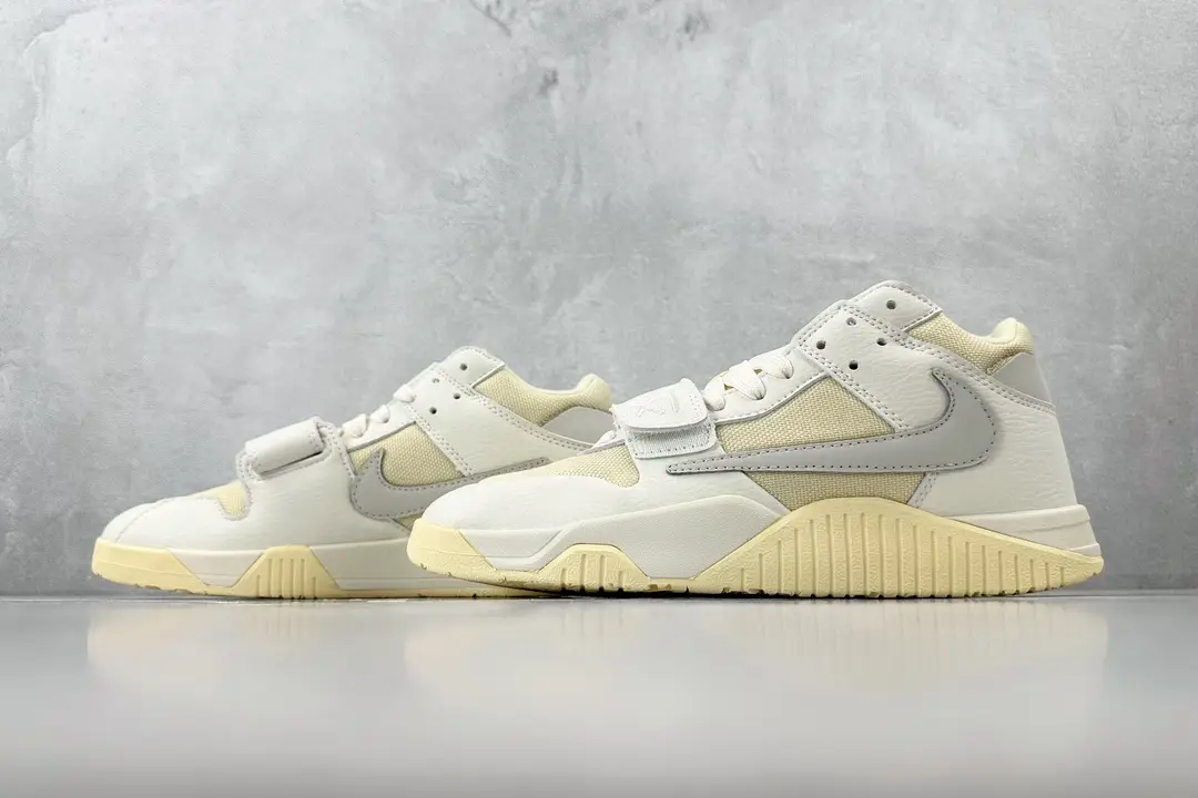 Nike Air Trainer 1 Light Bone pale ivory beige leather and mesh sneakers with strap closure