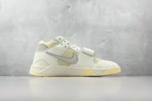 Nike Trainer 1 light bone beige grey leather and mesh sneakers with strap detail