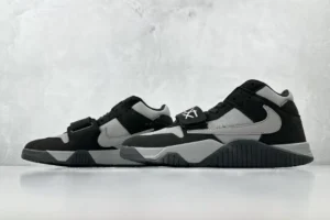 Nike Air Trainer 1 black grey leather sneakers with hook-and-loop strap and mid-top design