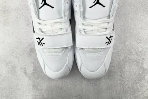 Nike Air Jordan 8 White Black Leather mesh sneakers with signature ankle strap and Jumpman logo