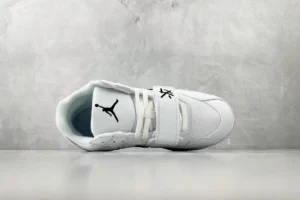 Nike Air Jordan 1 Low strap white black leather mesh sneakers with Jumpman logo on tongue