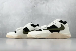 Nike Air Trainer 1 Mid white black olive green leather sneakers