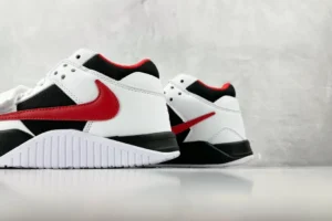 Nike Air Jordan 1 Low white black red leather mesh sneakers with red swoosh detailing