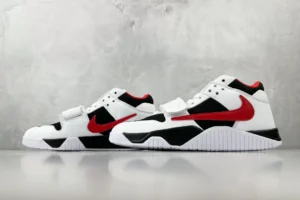 Nike Air Trainer 1 Mid white black university red leather sneakers with strap