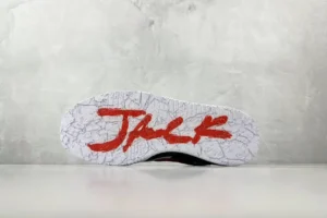 Nike Air Jordan 4 Retro Fire Red white black leather sneakers with red Jumpman sole logo