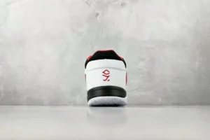 Nike Kobe 1 Protro white red black leather sneakers rear view with signature logo on heel