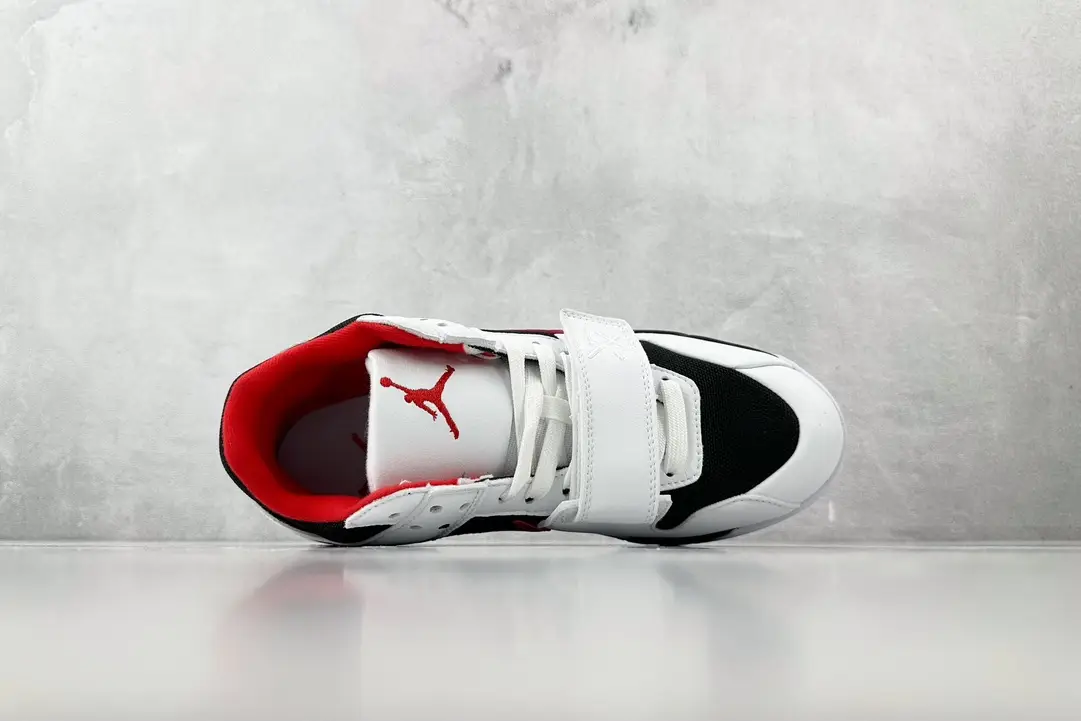 Nike Air Jordan 8 Retro white black red leather and mesh sneakers with strap closure