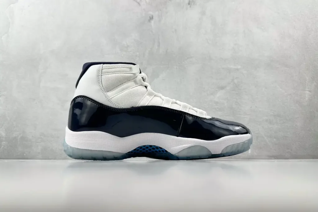 Nike Air Jordan 11 Concord white black patent leather sneakers