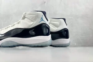 Nike Air Jordan 11 Retro Concord white black patent leather sneakers with translucent outsole