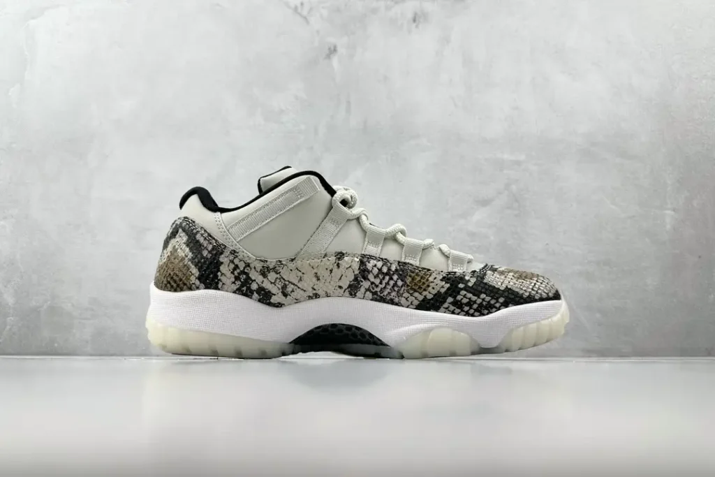 Nike Air Jordan 11 Low Snakeskin Sail black white snakeskin leather sneakers