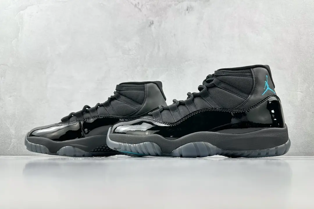 Nike Air Jordan 11 Retro '72-10' black turquoise patent leather sneakers