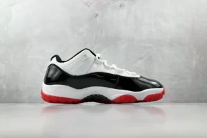 Nike Air Jordan 11 Low Concord black white red patent leather sneakers
