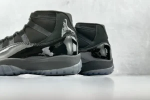 Air Jordan 11 Retro Carbon Fiber black patent leather sneakers with icy translucent sole