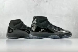 Nike Air Jordan 11 Retro Space Jam black colorway patent leather sneakers with translucent sole