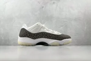 Nike Air Jordan 11 Low IE white black elephant print leather sneakers