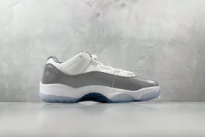 Nike Air Jordan 11 Low Georgetown white grey blue patent leather sneakers