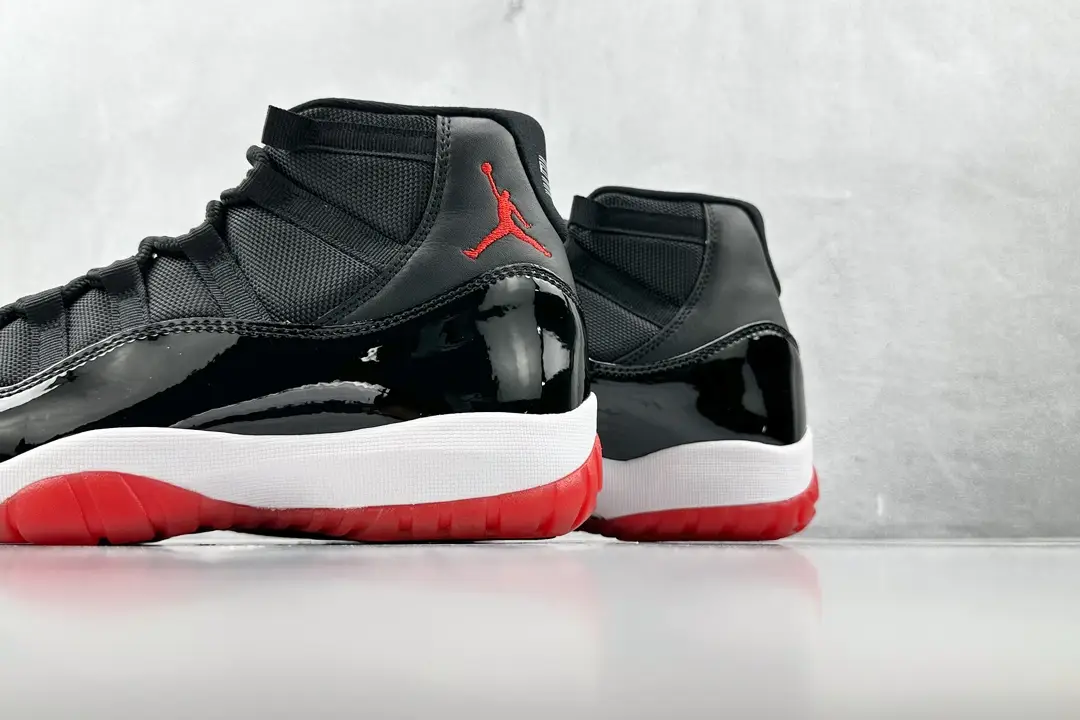 Nike Air Jordan 11 Retro Bred black red white patent leather sneakers