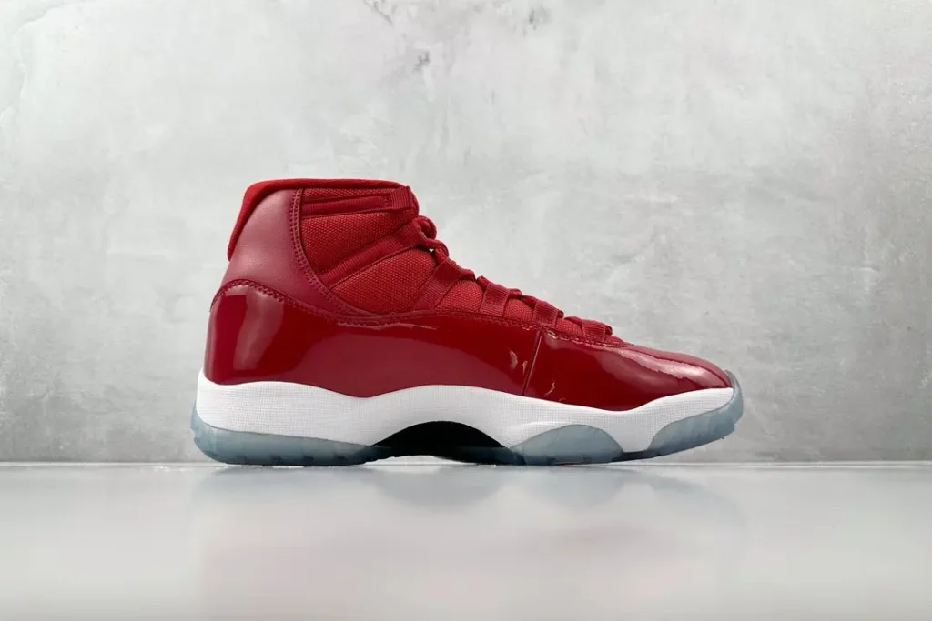 Nike Air Jordan 11 Win Like 96 red white patent leather sneakers with translucent sole