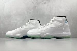 Nike Air Jordan 11 Retro Legend Blue white leather sneakers with icy translucent sole and black trim