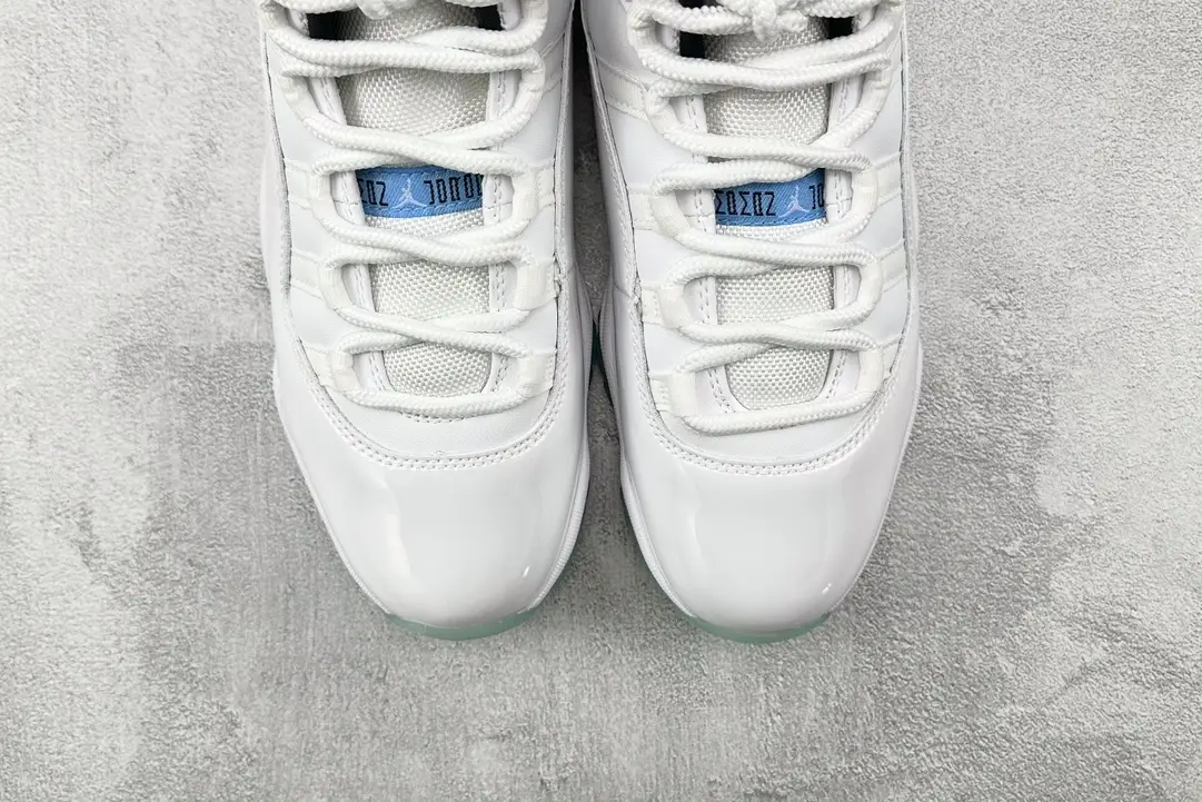 Nike Air Jordan 11 Retro Legend Blue white patent leather sneakers with mesh and icy sole