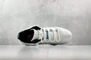Nike Air Jordan 11 Concord white black patent leather basketball sneakers top view