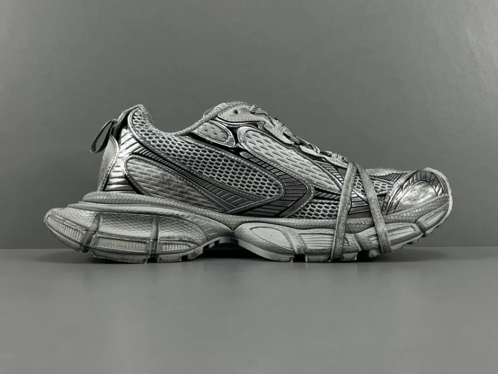 Balenciaga Track Sneaker Style 542436 gunmetal gray mesh and rubber material athletic shoe