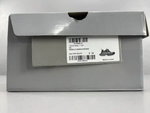 Silver Grey Balenciaga 3XL Mesh Strap sneaker box with product label and barcode, showcasing luxury footwear packaging for online retail.