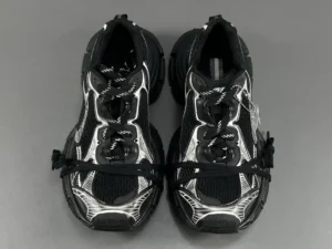 Black and silver Balenciaga 3XL mesh strap sneakers featuring a modern design with reflective accents, suitable for luxury footwear enthusiasts.