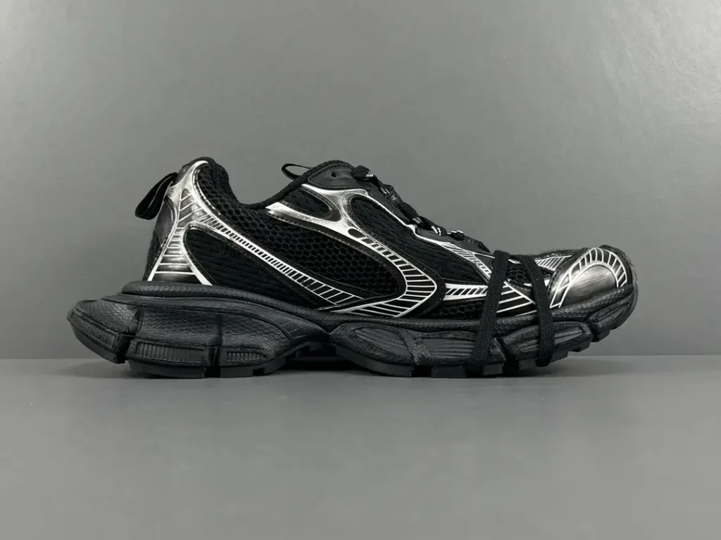 Balenciaga Track 2.0 sneaker black silver mesh and synthetic materials with complex layered design