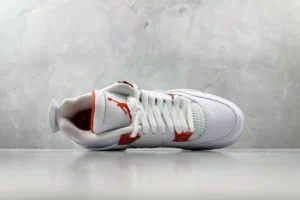 Nike Jordan 4 Retro Fire Red Style 308497-122 white and red leather sneaker with mesh panels
