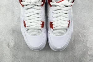 Nike Jordan 4 Retro Fire Red Style 308497-160 white varsity red leather sneakers