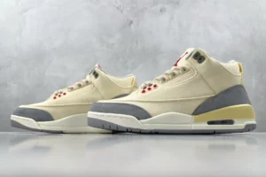 Nike Jordan 3 Canvas DJ5993-200 Sail Grey University Red textile and suede sneakers