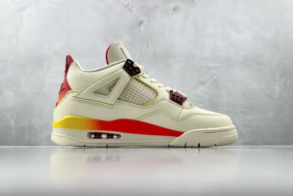 Air Jordan 4 Retro Fire Red DJ0302-032 Sail Red Yellow leather and mesh sneakers