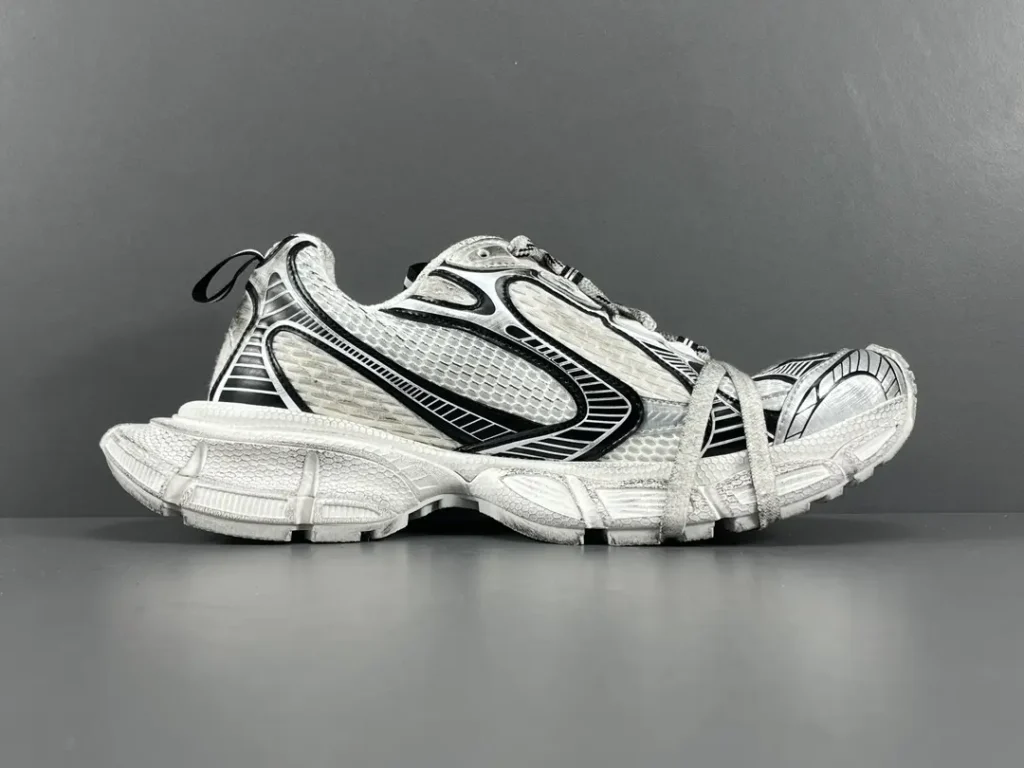 Balenciaga Track 2.0 sneaker black white gray mesh and rubber material with unique layered sole design