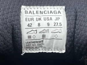 Balenciaga shoe label size 42 EU 9 US 27.5 JP leather-free black fabric with article number 734734